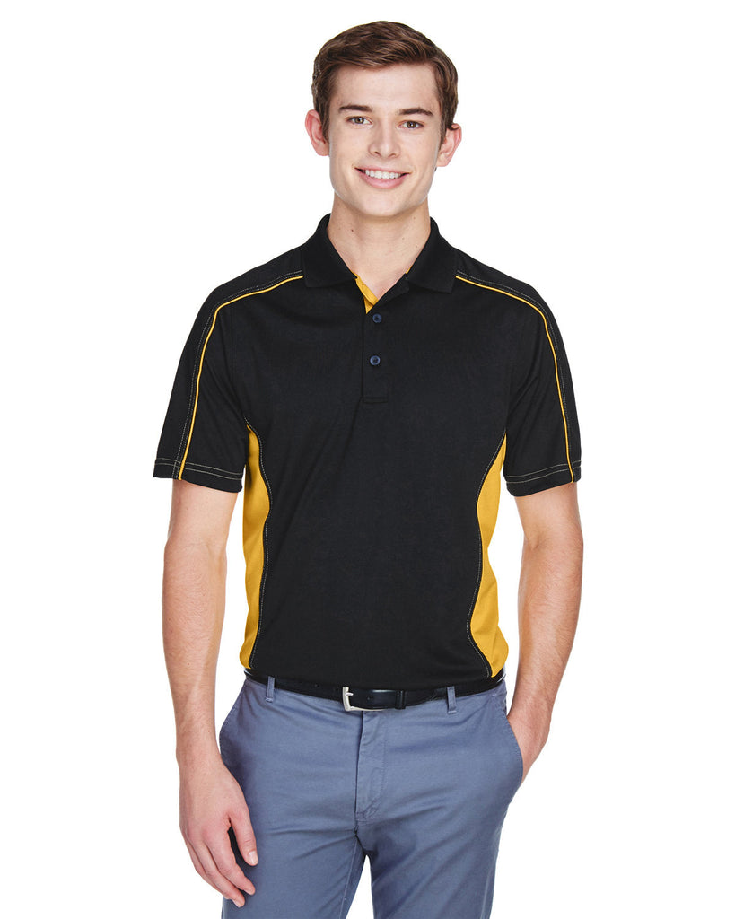 Extreme-85113T-Mens Tall Eperformance Fuse Snag Protection Plus Colorblock Polo-BLK/ CMPS GOLD
