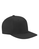 Flexfit-6297F-Adult Wooly Twill Pro Baseball On-Field Shape Cap with Flat Bill-BLACK