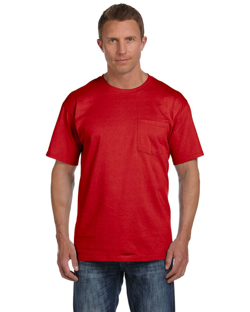 Fruit of the Loom-3931P-Adult HD Cotton Pocket T-Shirt-TRUE RED