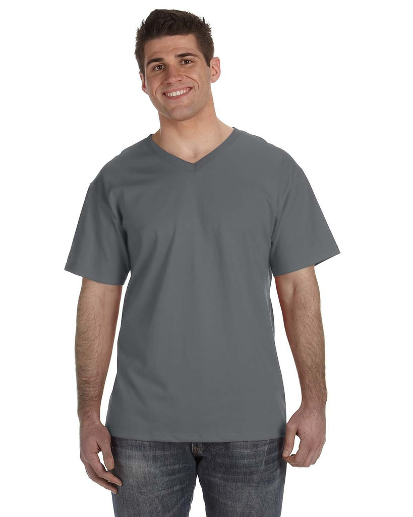 Fruit of the Loom-39VR-Adult HD Cotton V-Neck T-Shirt-CHARCOAL GREY