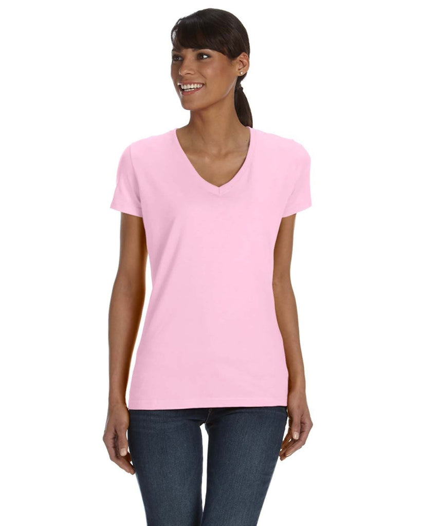 Fruit of the Loom-L39VR-Ladies HD Cotton V-Neck T-Shirt-CLASSIC PINK