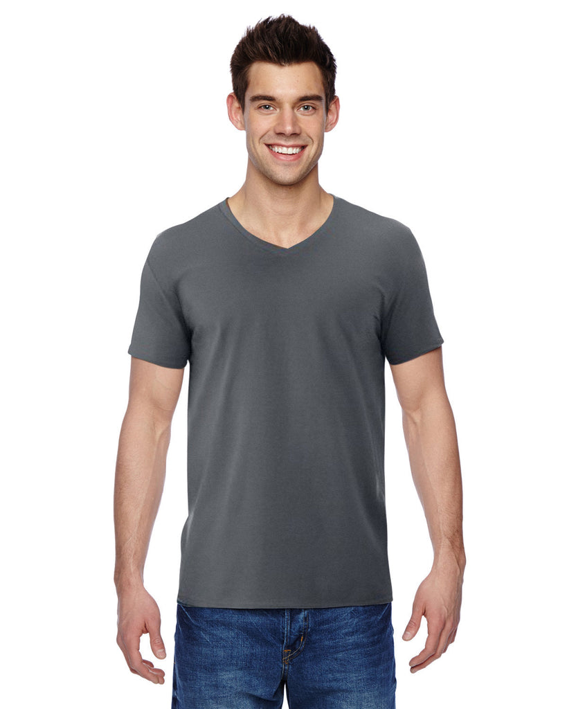 Fruit of the Loom-SFVR-Adult Sofspun Jersey V-Neck T-Shirt-CHARCOAL GREY