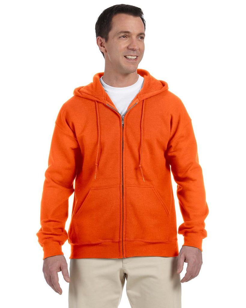 Gildan-G126-Adult DryBlend Adult 50/50 Full-Zip Hooded Sweatshirt-S ORANGE