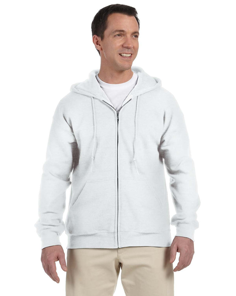 Gildan-G126-Adult DryBlend Adult 50/50 Full-Zip Hooded Sweatshirt-WHITE
