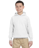 Gildan-G185B-Youth Heavy Blend 8 oz 50/50 Hooded Sweatshirt-WHITE