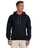 Gildan-G185C-Adult Heavy Blend 50/50 Contrast Hooded Sweatshirt-BLACK/ RED