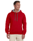 Gildan-G185C-Adult Heavy Blend 50/50 Contrast Hooded Sweatshirt-RED/ SPORT GREY
