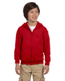 Gildan-G186B-Youth Heavy Blend 8 oz 50/50 Full-Zip Hooded Sweatshirt-RED