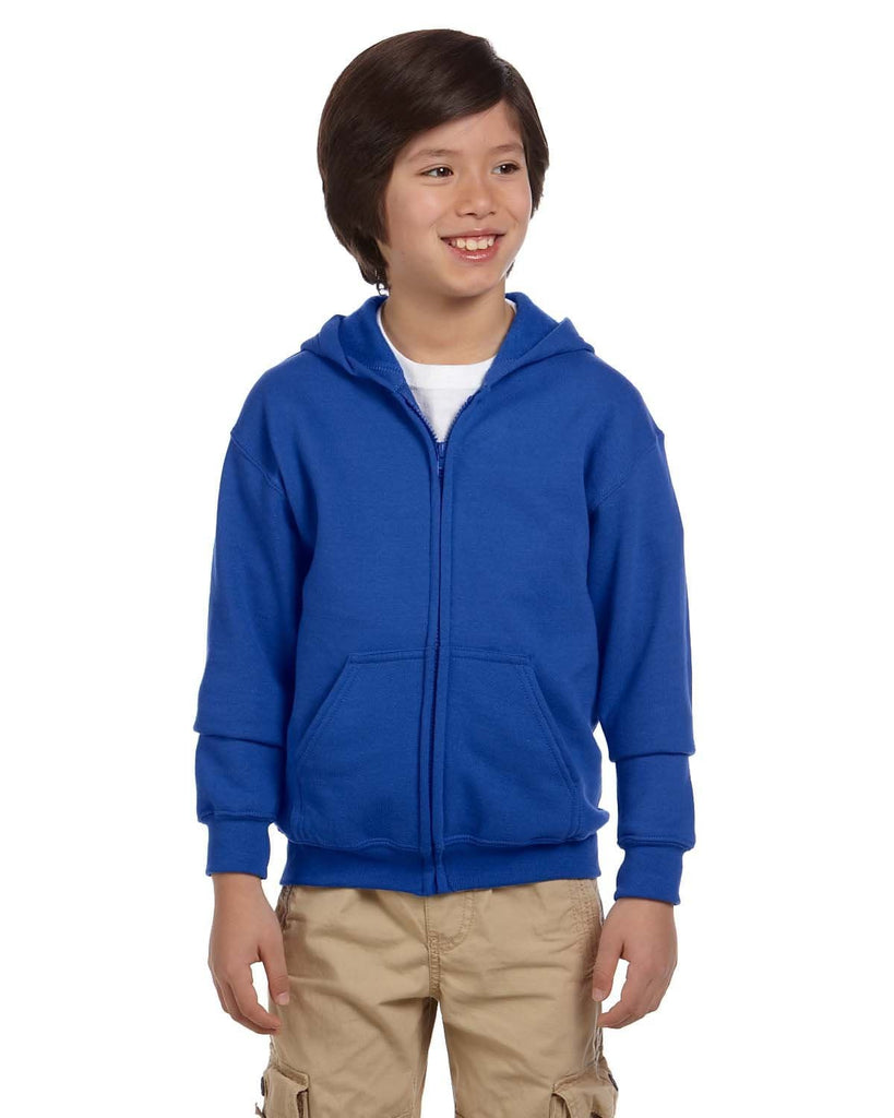Gildan-G186B-Youth Heavy Blend 8 oz 50/50 Full-Zip Hooded Sweatshirt-ROYAL