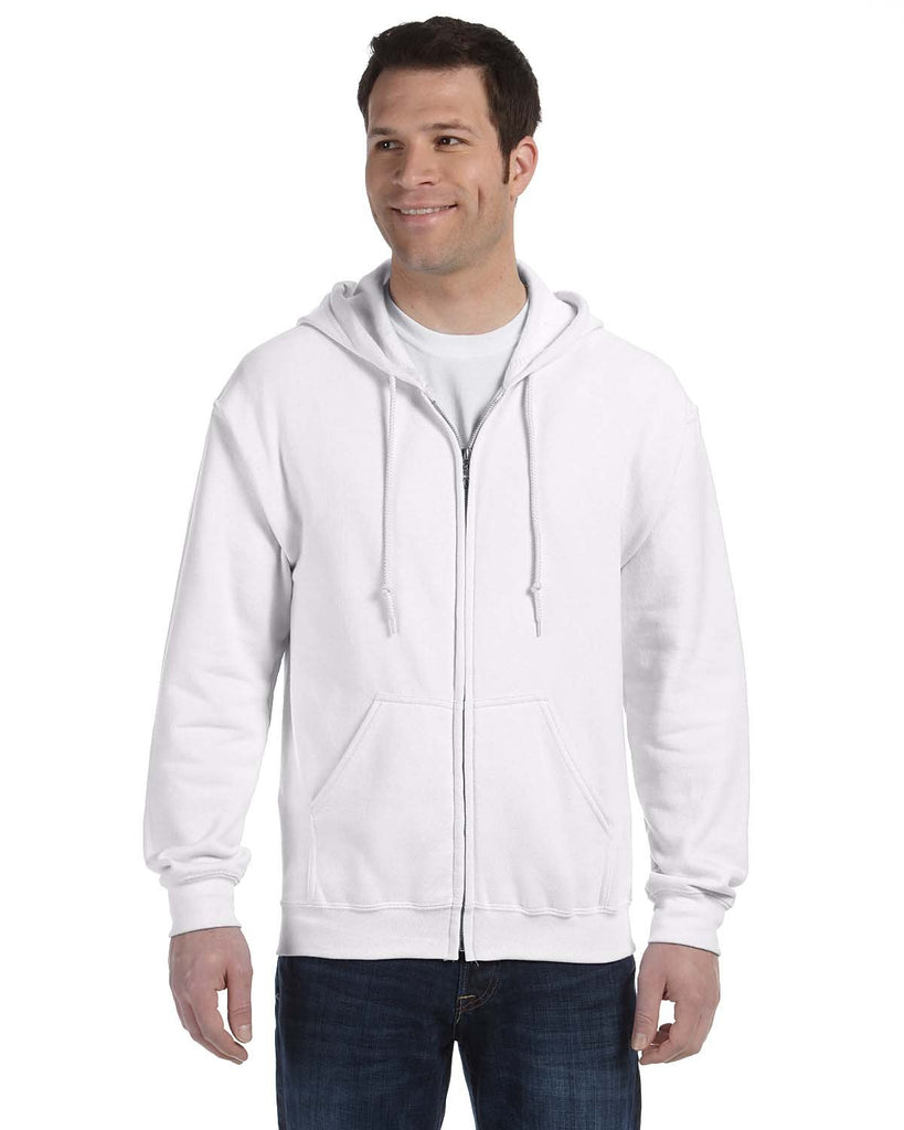 Gildan-G186-Adult Heavy Blend 8 oz 50/50 Full-Zip Hooded Sweatshirt-WHITE
