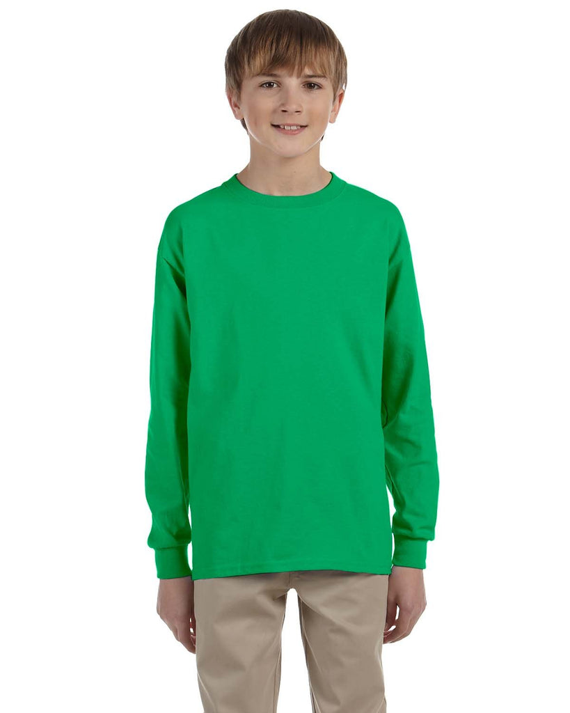 Gildan-G240B-Youth Ultra Cotton Long-Sleeve T-Shirt-IRISH GREEN