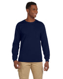 Gildan-G241-Adult Ultra Cotton Long-Sleeve Pocket T-Shirt-NAVY