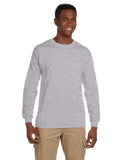 Gildan-G241-Adult Ultra Cotton Long-Sleeve Pocket T-Shirt-SPORT GREY