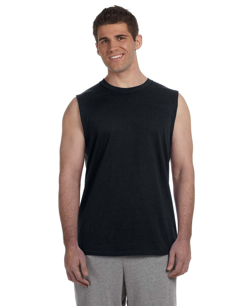 Gildan-G270-Adult Ultra Cotton Sleeveless T-Shirt-BLACK