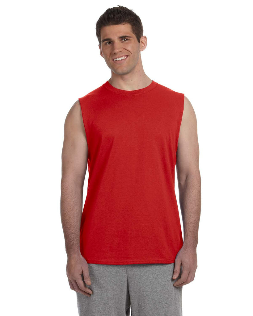 Gildan-G270-Adult Ultra Cotton Sleeveless T-Shirt-RED
