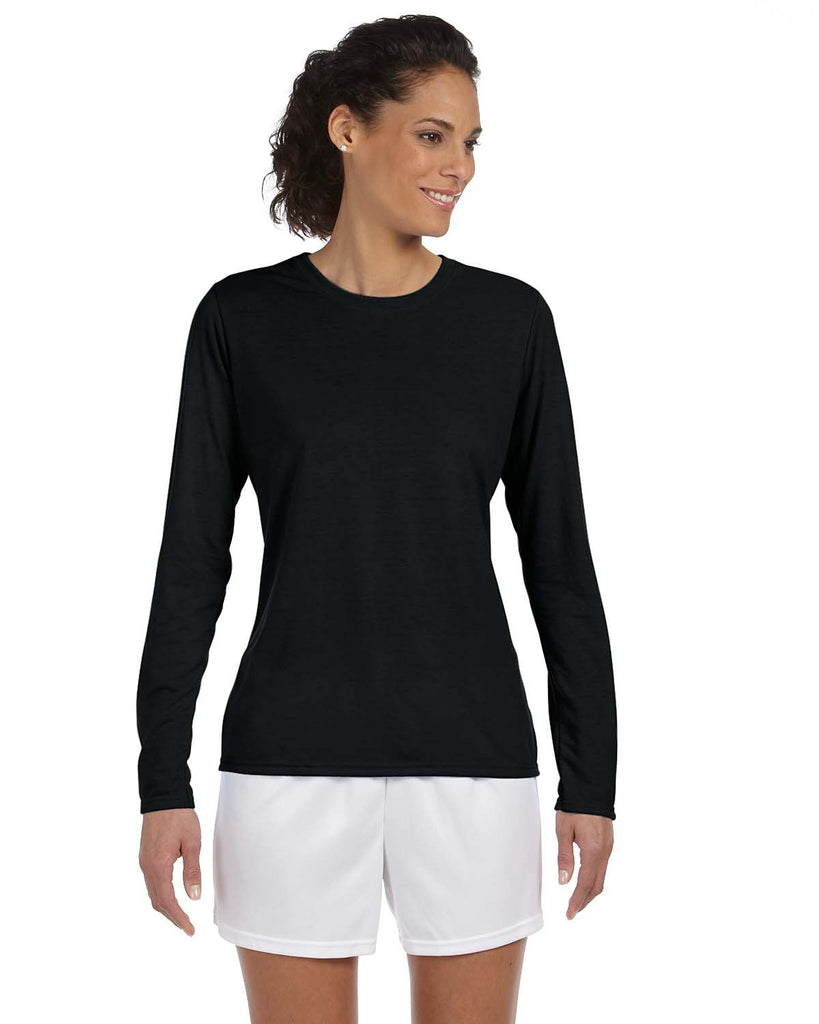 Gildan-G424L-Ladies Performance Long-Sleeve T-Shirt-BLACK