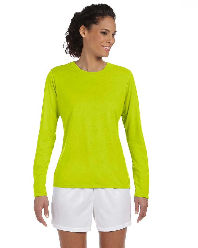 Gildan-G424L-Ladies Performance Long-Sleeve T-Shirt-SAFETY GREEN
