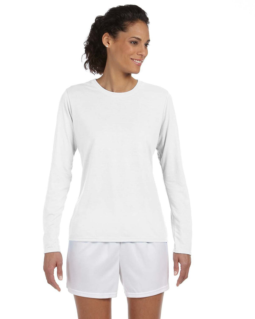 Gildan-G424L-Ladies Performance Long-Sleeve T-Shirt-WHITE