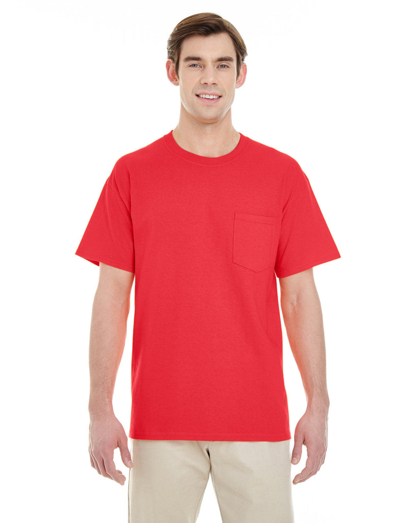 Gildan-G530-Adult Heavy Cotton Pocket T-Shirt-RED