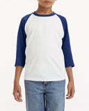 Gildan-G570B-Youth Heavy Cotton 3/4-Raglan Sleeve T-Shirt-WHITE/ NAVY