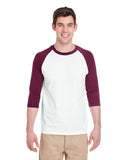 Gildan-G570-Adult Heavy Cotton 3/4-Raglan Sleeve T-Shirt-WHITE/ MAROON