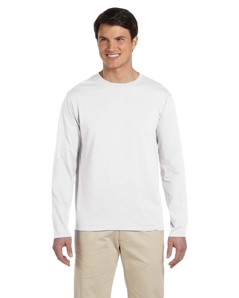 Gildan-G644-Adult Softstyle Long-Sleeve T-Shirt-WHITE