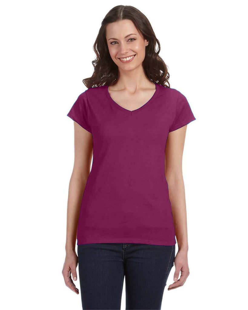 Gildan-G64VL-Ladies SoftStyle Fitted V-Neck T-Shirt-BERRY