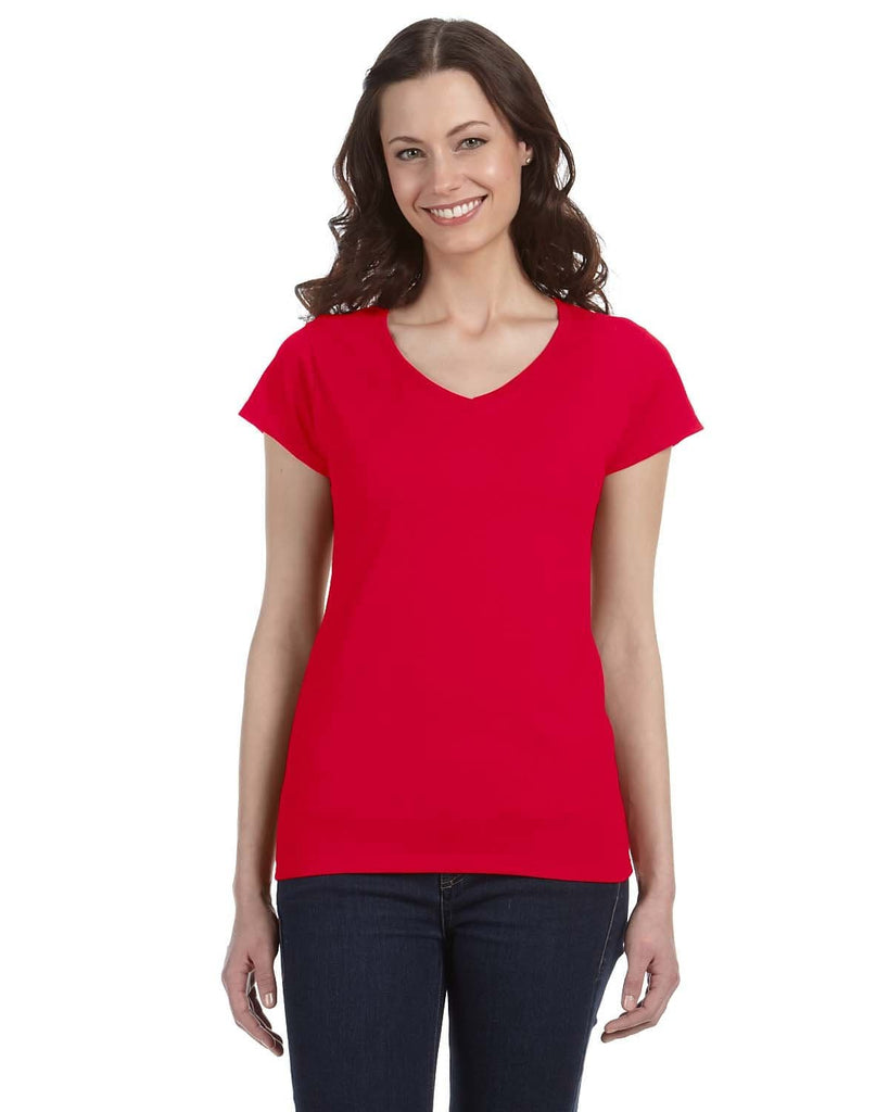 Gildan-G64VL-Ladies SoftStyle Fitted V-Neck T-Shirt-CHERRY RED