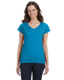 Gildan-G64VL-Ladies SoftStyle Fitted V-Neck T-Shirt-SAPPHIRE