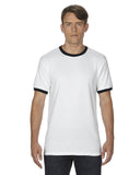 Gildan-G860-Adult Ringer T-Shirt-WHITE/ BLACK