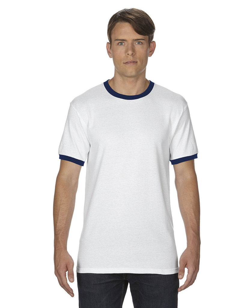 Gildan-G860-Adult Ringer T-Shirt-WHITE/ NAVY