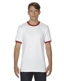 Gildan-G860-Adult Ringer T-Shirt-WHITE/ RED