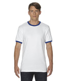 Gildan-G860-Adult Ringer T-Shirt-WHITE/ ROYAL