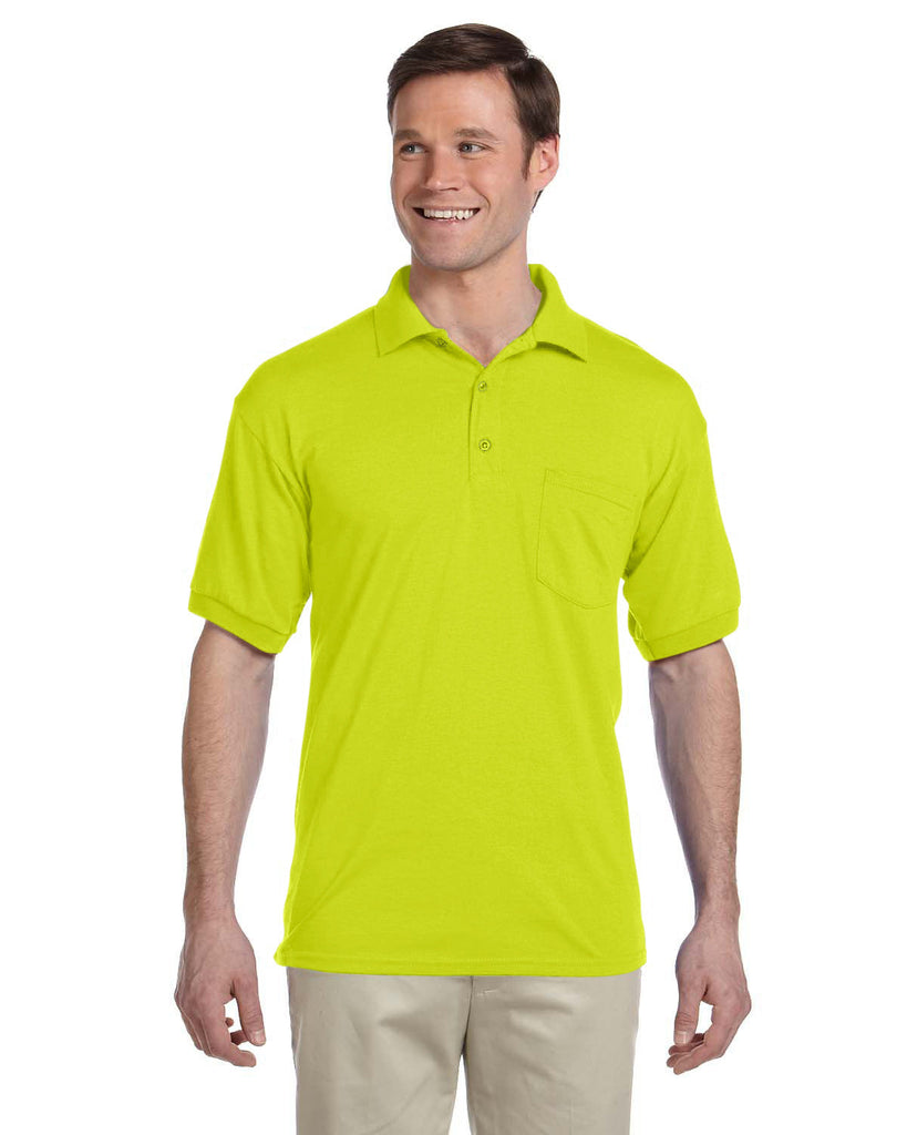 Gildan-G890-Adult 50/50 Jersey Polo with Pocket-SAFETY GREEN