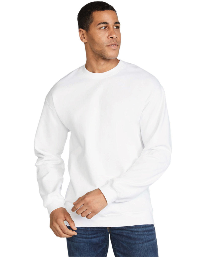 Gildan-SF000-Adult Softstyle Fleece Crew Sweatshirt-WHITE