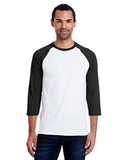 Hanes-42BA-Mens 4.5 oz 60/40 Ringspun Cotton/Polyester X-Temp Baseball T-Shirt-WHITE/ BLACK