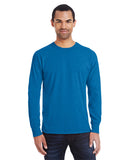 Hanes-42L0-Mens 4.5 oz 60/40 Ringspun Cotton/Polyester X-Temp Long-Sleeve T-Shirt-NEON BL HEATHER