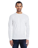 Hanes-42L0-Mens 4.5 oz 60/40 Ringspun Cotton/Polyester X-Temp Long-Sleeve T-Shirt-WHITE