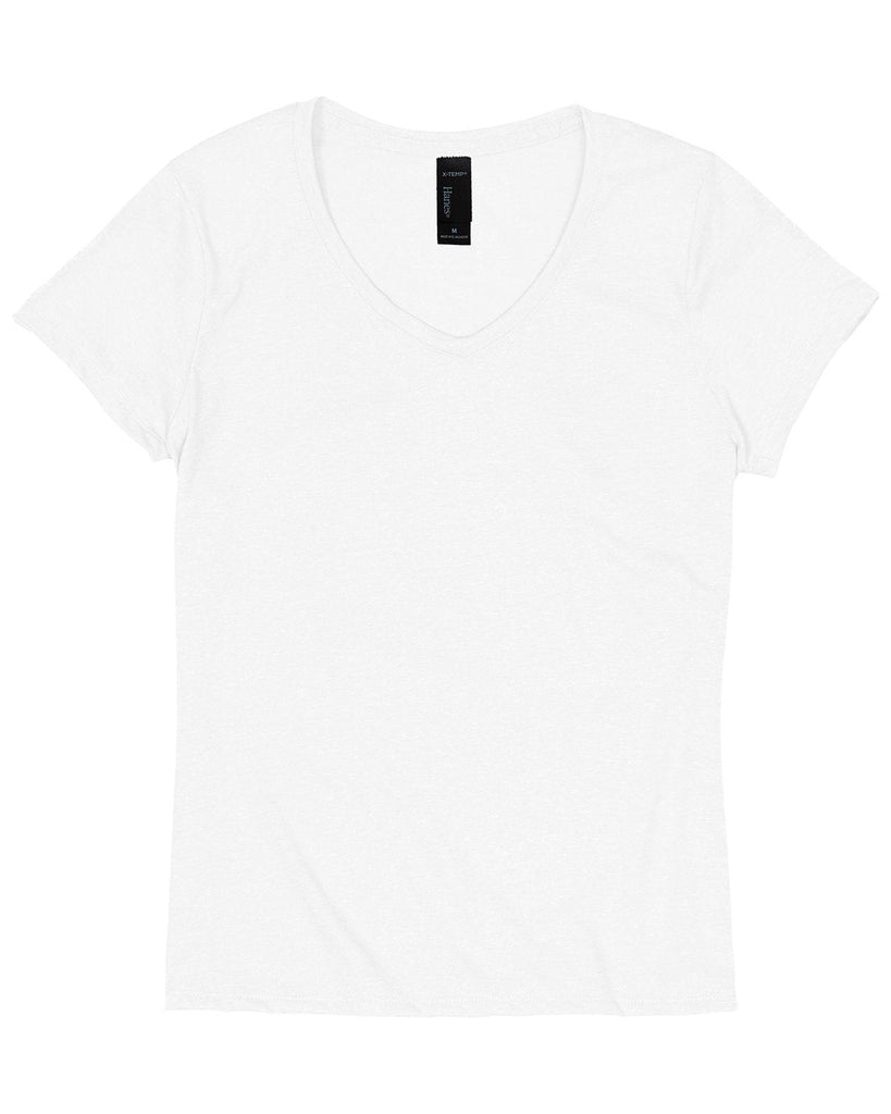 Hanes-42VT-Ladies Perfect-T Triblend V-Neck T-shirt-ECO WHITE