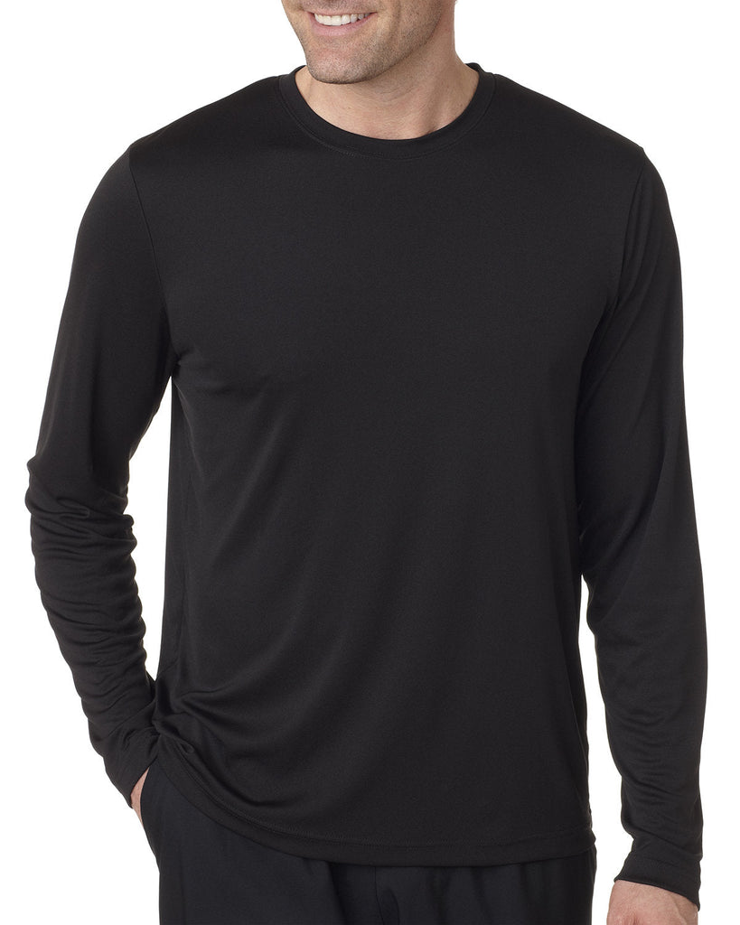 Hanes-482L-Adult Cool DRI with FreshIQ Long-Sleeve Performance T-Shirt-BLACK
