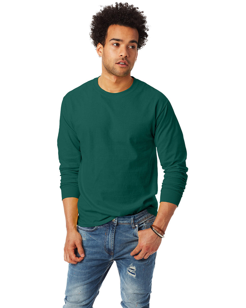 Hanes-5586-Adult Authentic-T Long-Sleeve T-Shirt-DEEP FOREST