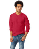 Hanes-5586-Adult Authentic-T Long-Sleeve T-Shirt-DEEP RED