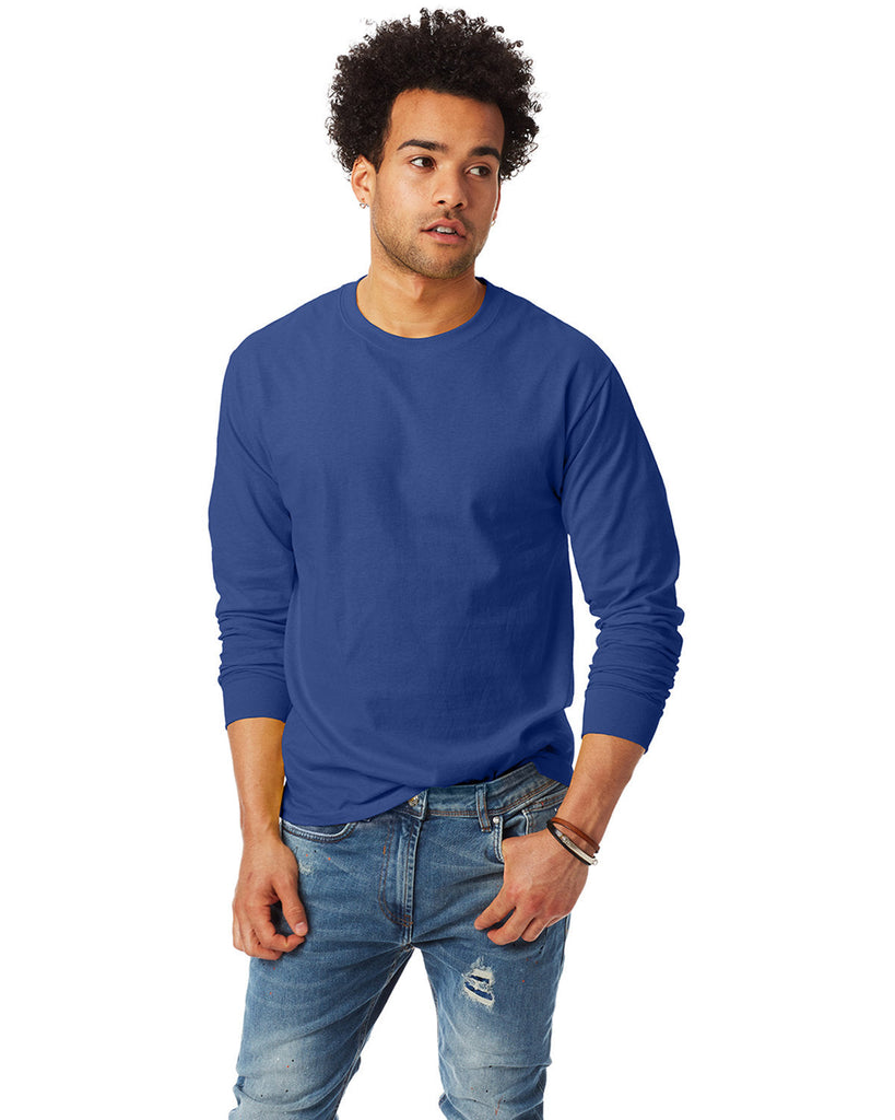 Hanes-5586-Adult Authentic-T Long-Sleeve T-Shirt-DEEP ROYAL