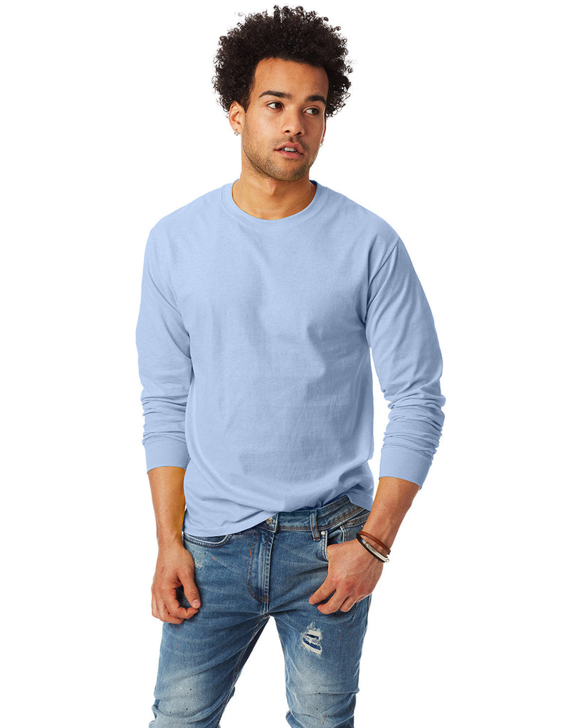 Hanes-5586-Adult Authentic-T Long-Sleeve T-Shirt-LIGHT BLUE