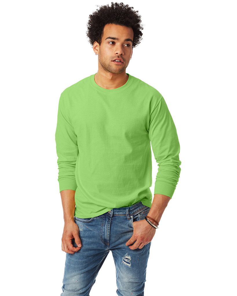 Hanes-5586-Adult Authentic-T Long-Sleeve T-Shirt-LIME