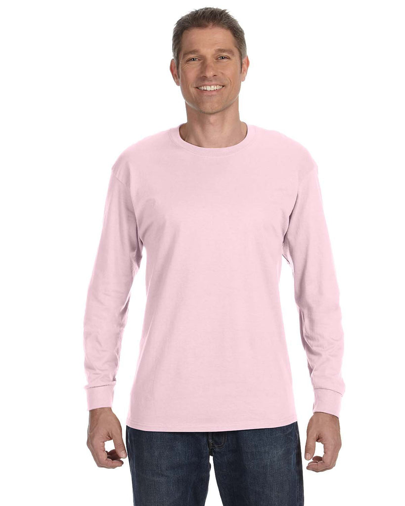 Hanes-5586-Adult Authentic-T Long-Sleeve T-Shirt-PALE PINK