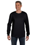 Hanes-5596-Mens Authentic-T Long-Sleeve Pocket T-Shirt-BLACK
