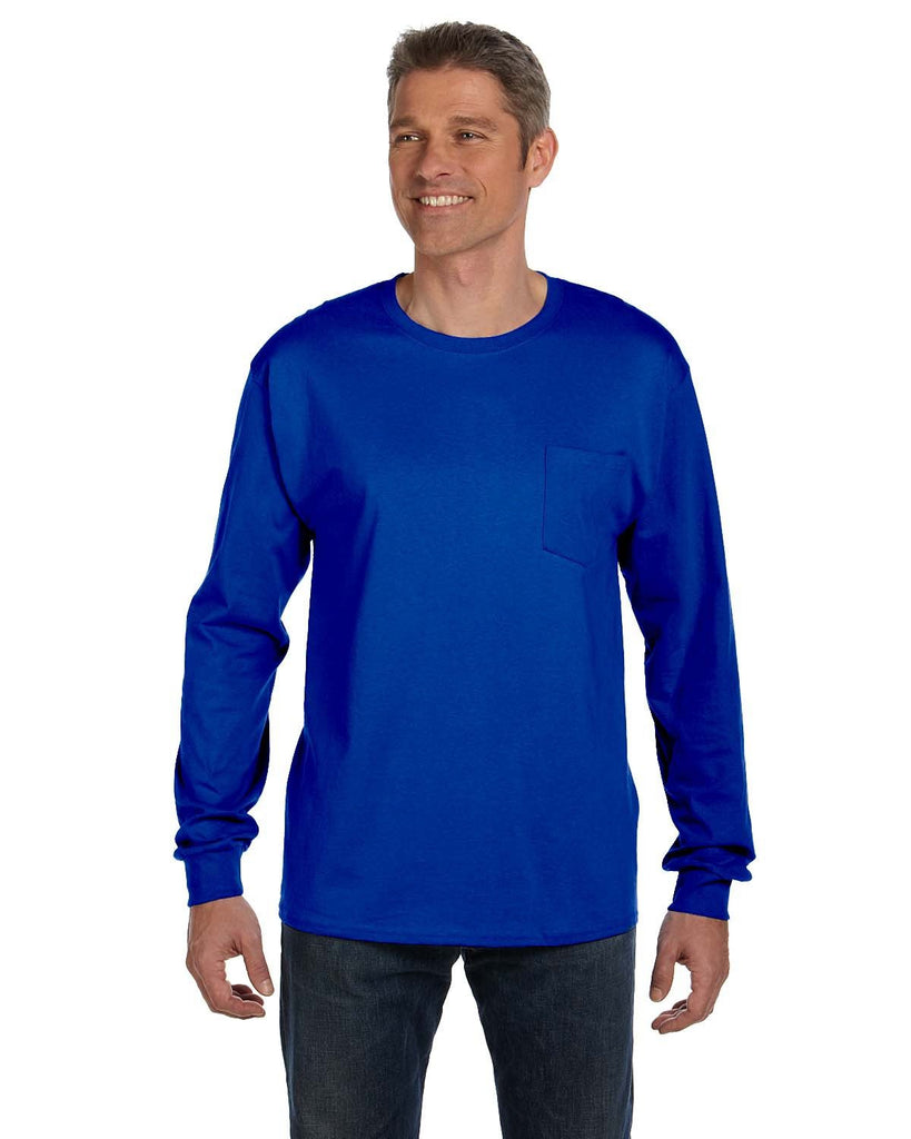 Hanes-5596-Mens Authentic-T Long-Sleeve Pocket T-Shirt-DEEP ROYAL