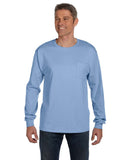 Hanes-5596-Mens Authentic-T Long-Sleeve Pocket T-Shirt-LIGHT BLUE