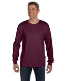 Hanes-5596-Mens Authentic-T Long-Sleeve Pocket T-Shirt-MAROON